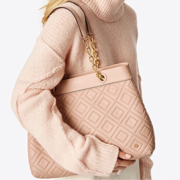 Tory Burch Fleming Triple-Compartment Tote nude pinkish cream color - Picture 3 of 13